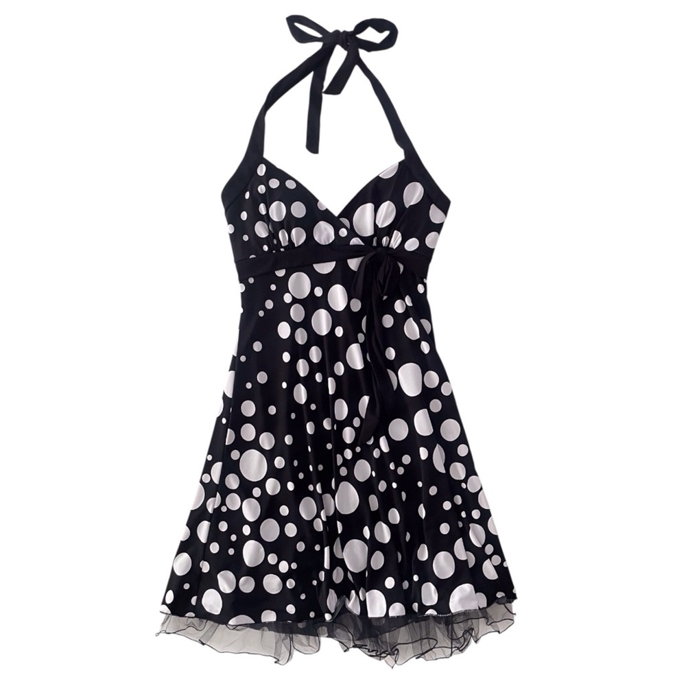 90s Y2K Polka Dot Halter Dress